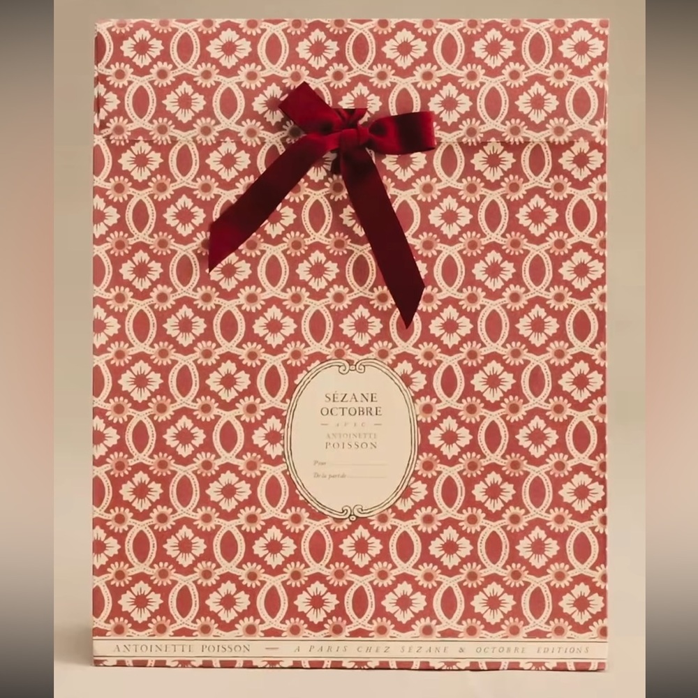 Sezane Gift Bag Floral Bow Pouch Holidays Gift Wrap Giving Christmas Large NEW